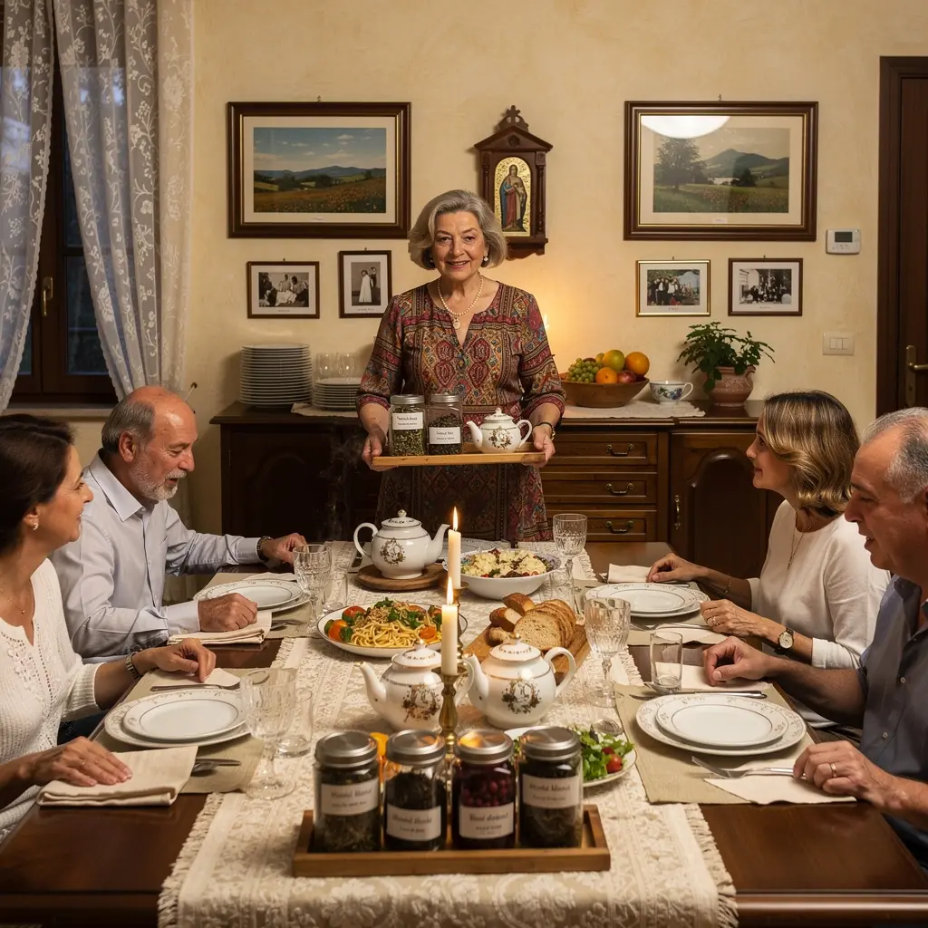 Una selezione di tè in diverse confezioni colorate su uno sfondo naturale.