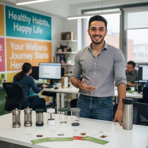 Una panoramica di un giardino di tè, con piante verdi e un cielo sereno.